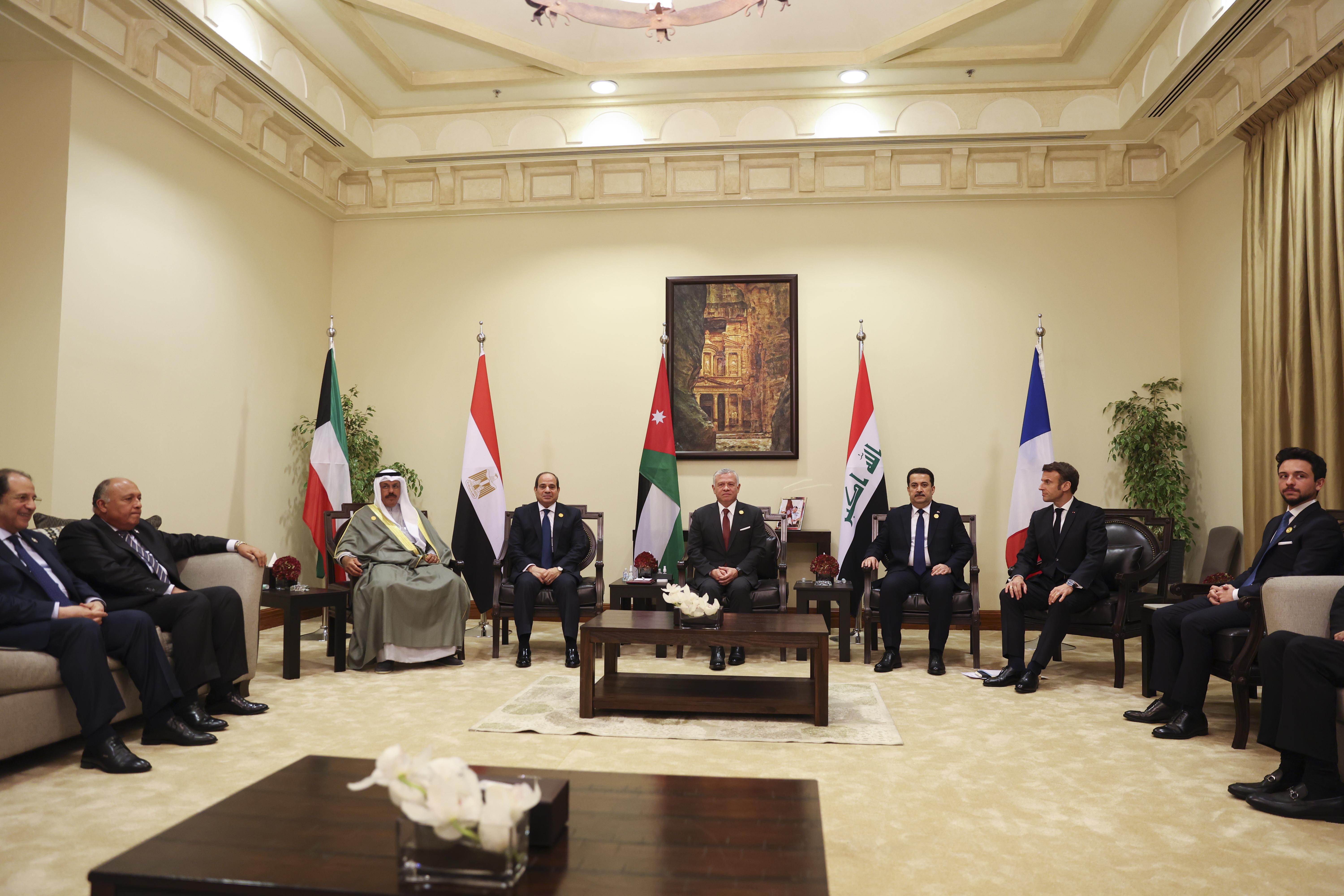 King holds meeting with Egypt, France presidents, Iraq, Kuwait PMs