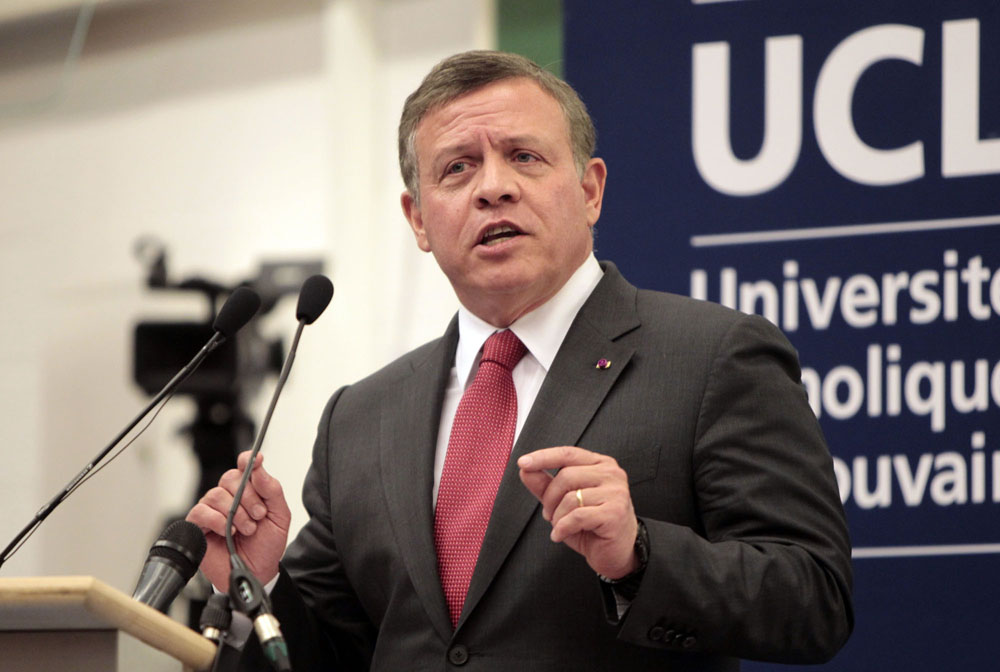King delivers speech at Louvain Catholic University