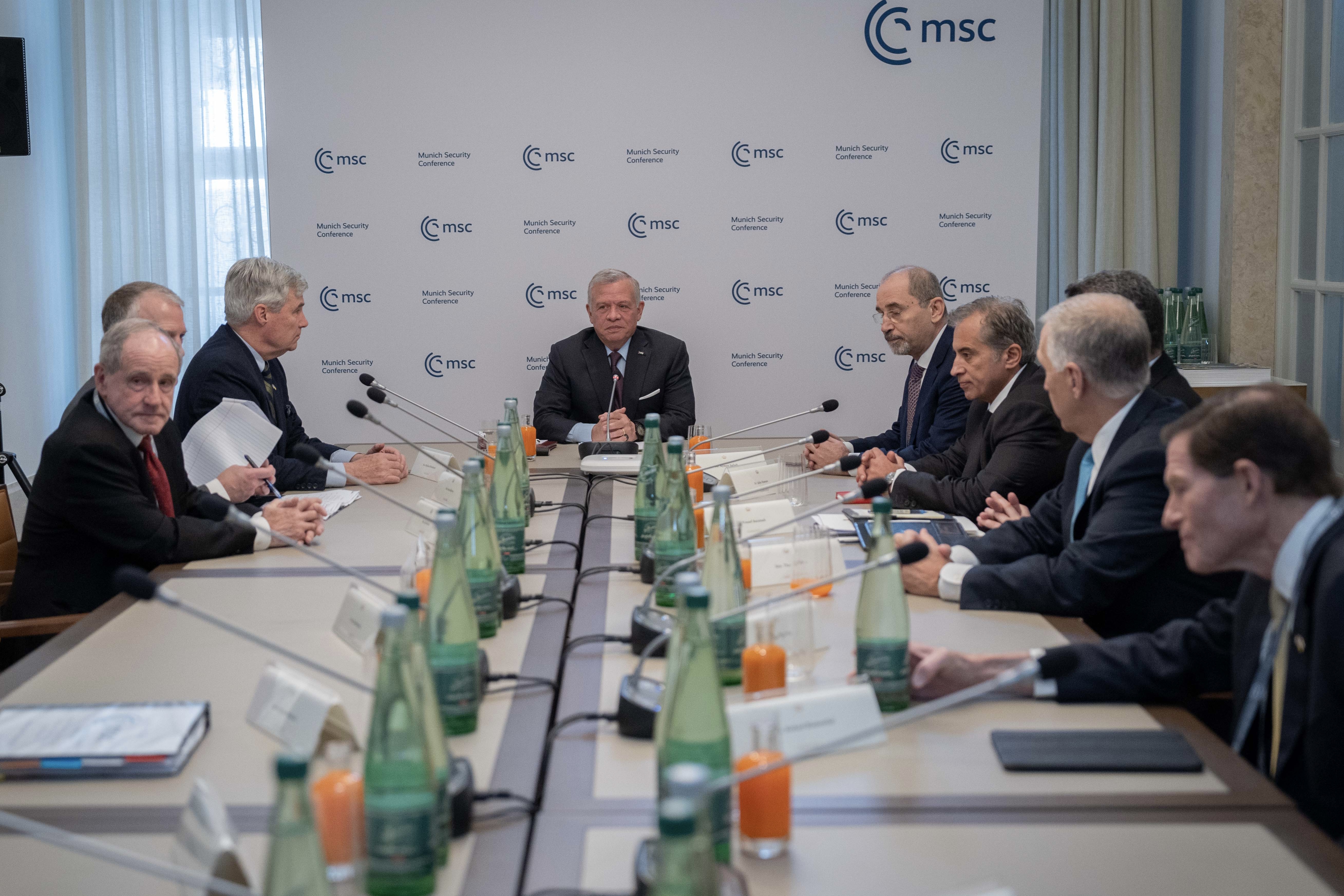 King meets members of US Senate in Munich, warns of dangers of Israeli attack on Rafah