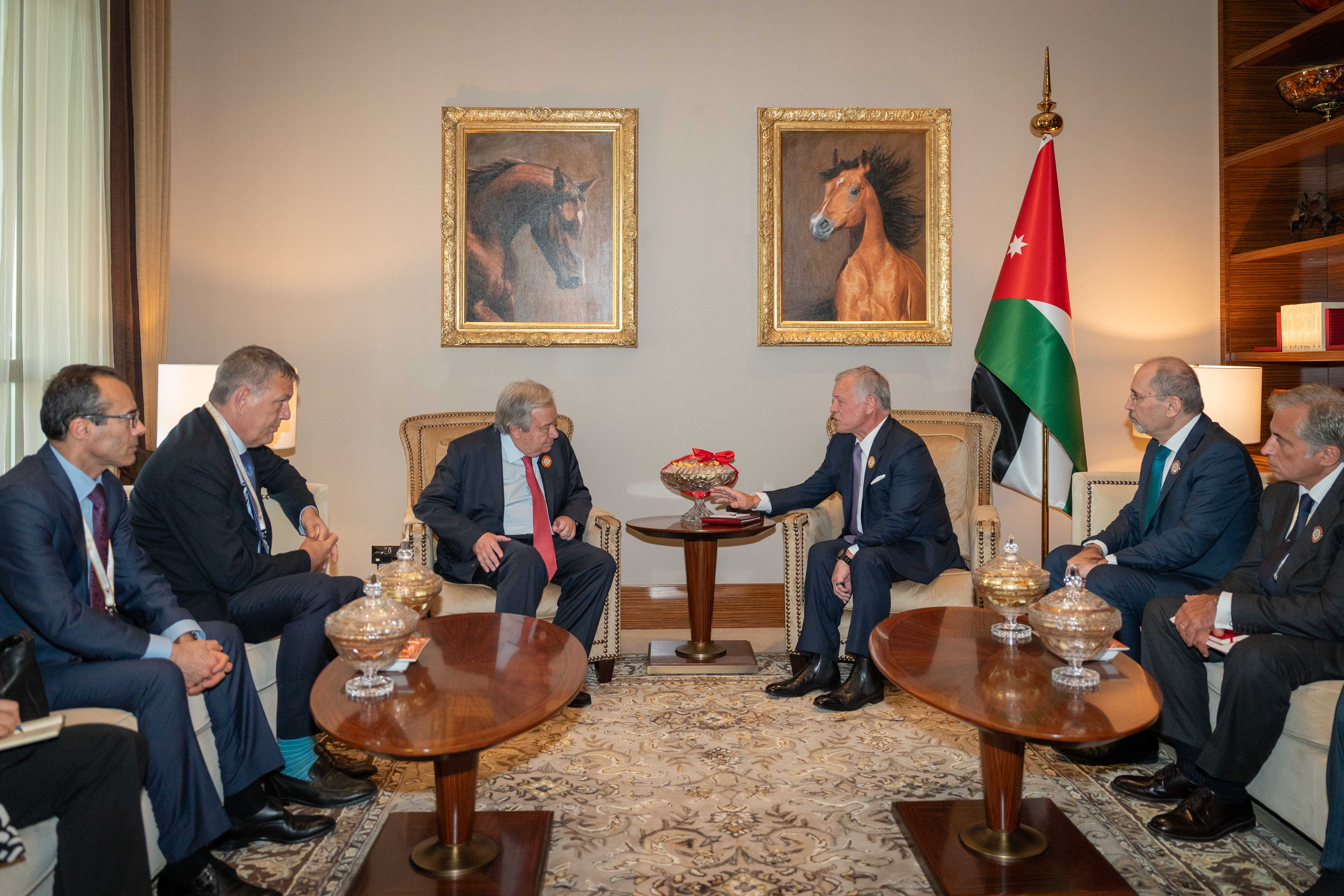 King meets UN chief, warns of catastrophic humanitarian situation in Gaza